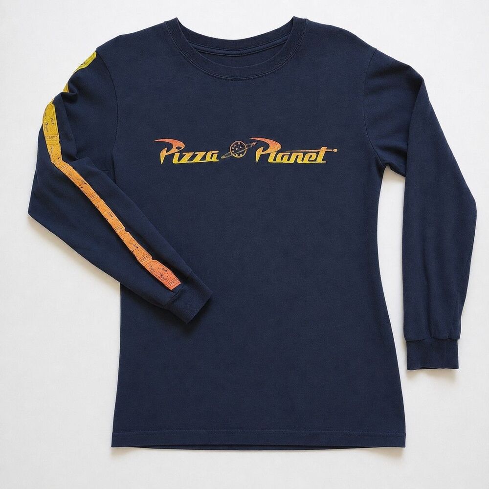 Disney Toy Story Pizza Planet Long Sleeve Navy Blue Tshirt Unisex Size Small